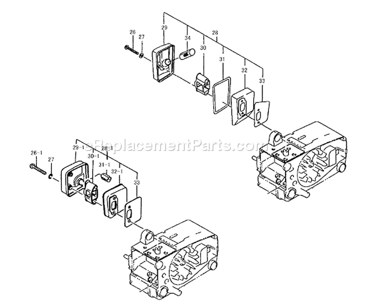 Page J Diagram and Parts List for ECS-3301B  Tanaka Chainsaw