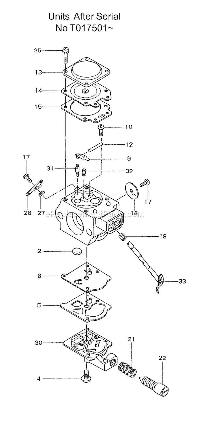 Page C Diagram and Parts List for ECS-3301B  Tanaka Chainsaw