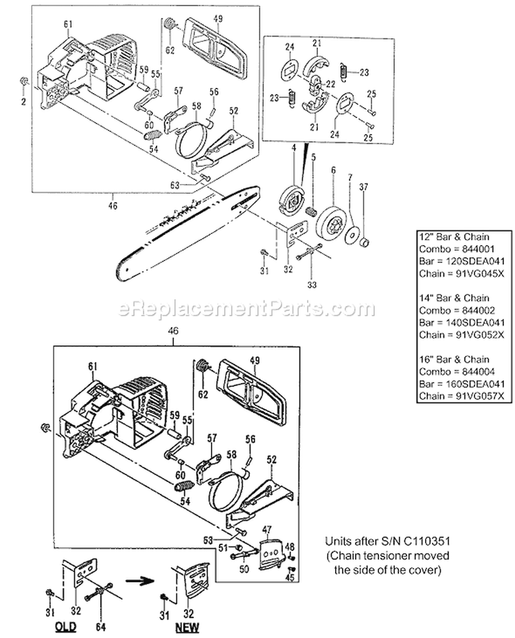 Page D Diagram and Parts List for ECS-3301B  Tanaka Chainsaw