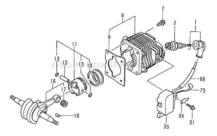 Page G Diagram and Parts List for ECS-3301B  Tanaka Chainsaw