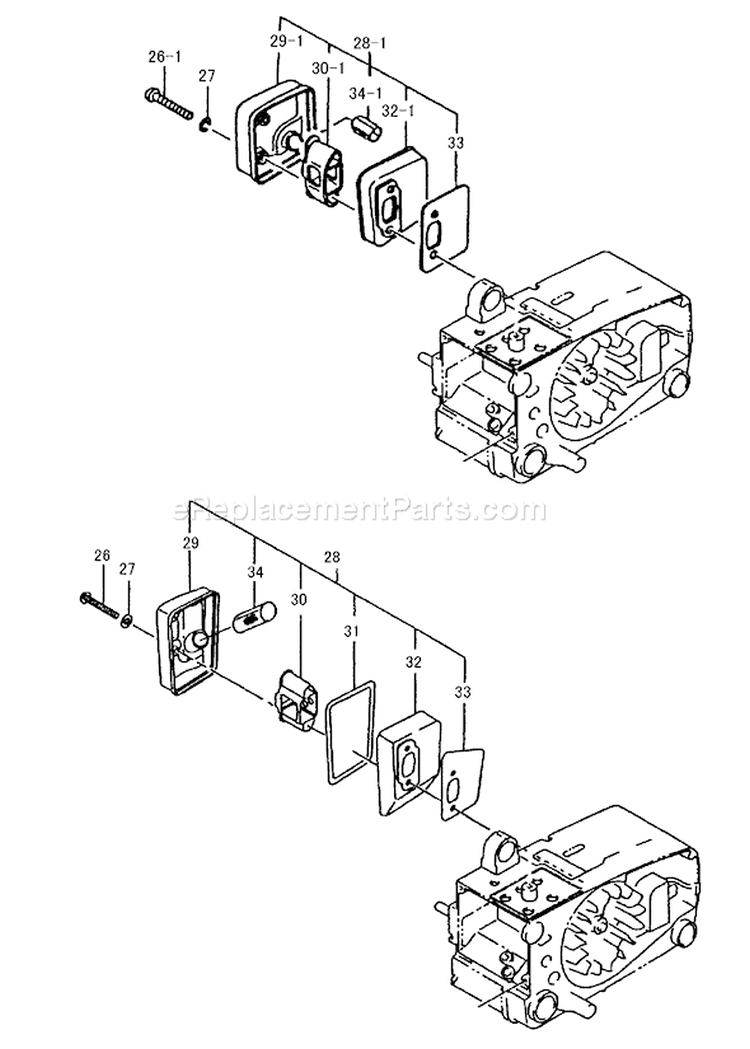 Page K Diagram and Parts List for ECS-3351B  Tanaka Chainsaw
