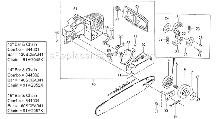 Page D Diagram and Parts List for ECS-3351B  Tanaka Chainsaw