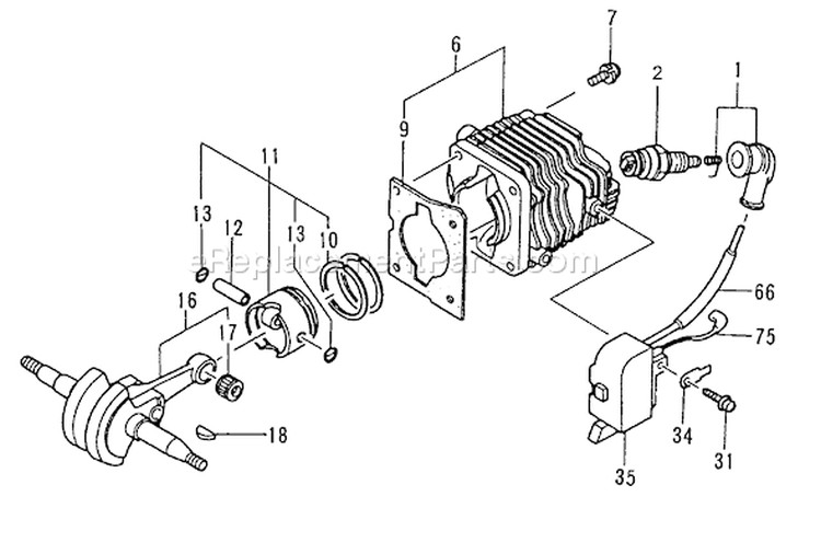Page F Diagram and Parts List for ECS-3351  Tanaka Chainsaw