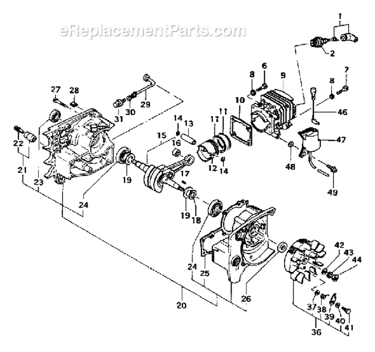 Page B Diagram and Parts List for ECS-3500B  Tanaka Chainsaw