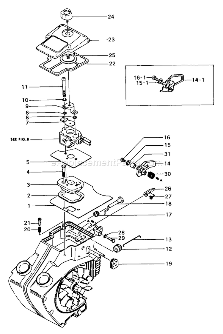 Page B Diagram and Parts List for ECS-356  Tanaka Chainsaw