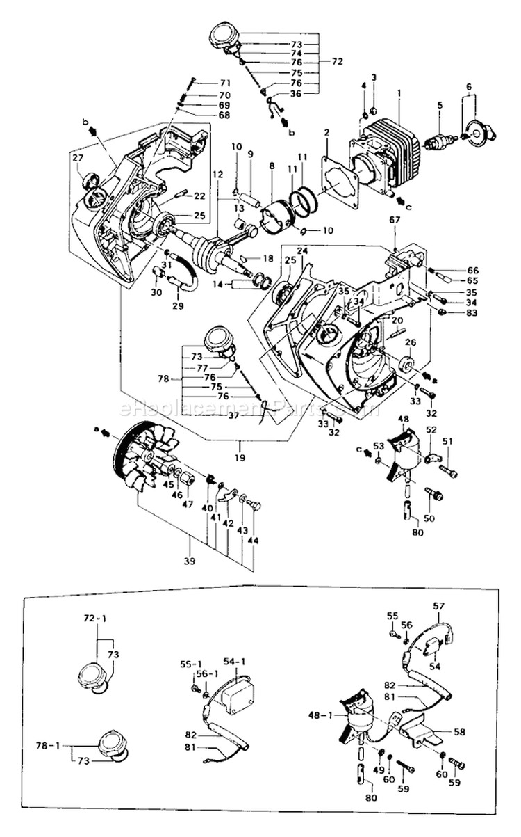 Page D Diagram and Parts List for ECS-356  Tanaka Chainsaw