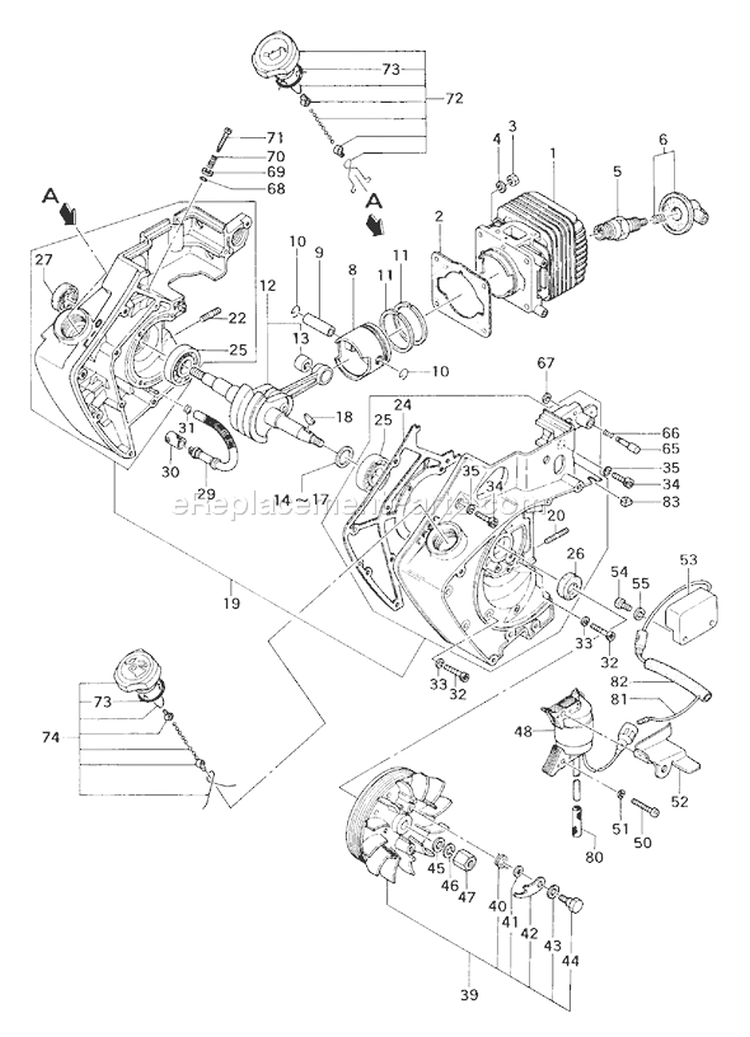 Page D Diagram and Parts List for ECS-370  Tanaka Chainsaw
