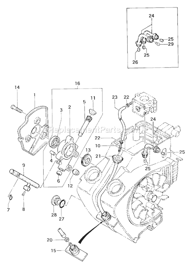 Page F Diagram and Parts List for ECS-370  Tanaka Chainsaw