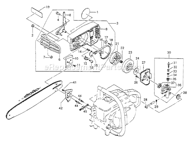 Page F Diagram and Parts List for ECS-4000B  Tanaka Chainsaw