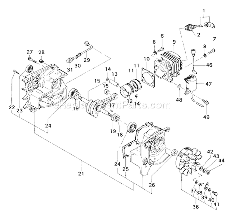 Page B Diagram and Parts List for ECS-4000  Tanaka Chainsaw