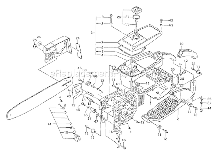 Page G Diagram and Parts List for ECS-655  Tanaka Chainsaw