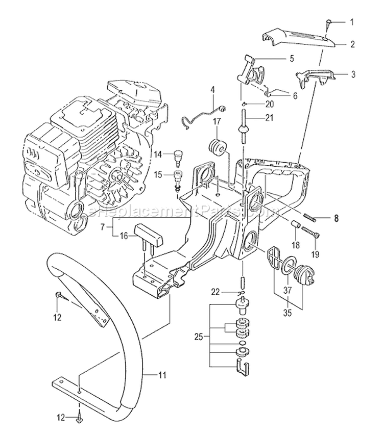 Page H Diagram and Parts List for ECV-4501 After S/N S187933 Tanaka Chainsaw