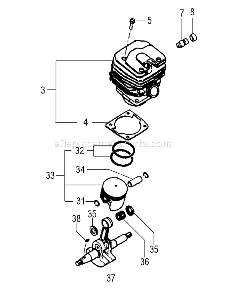 Page E Diagram and Parts List for ECV-5601  Tanaka Chainsaw