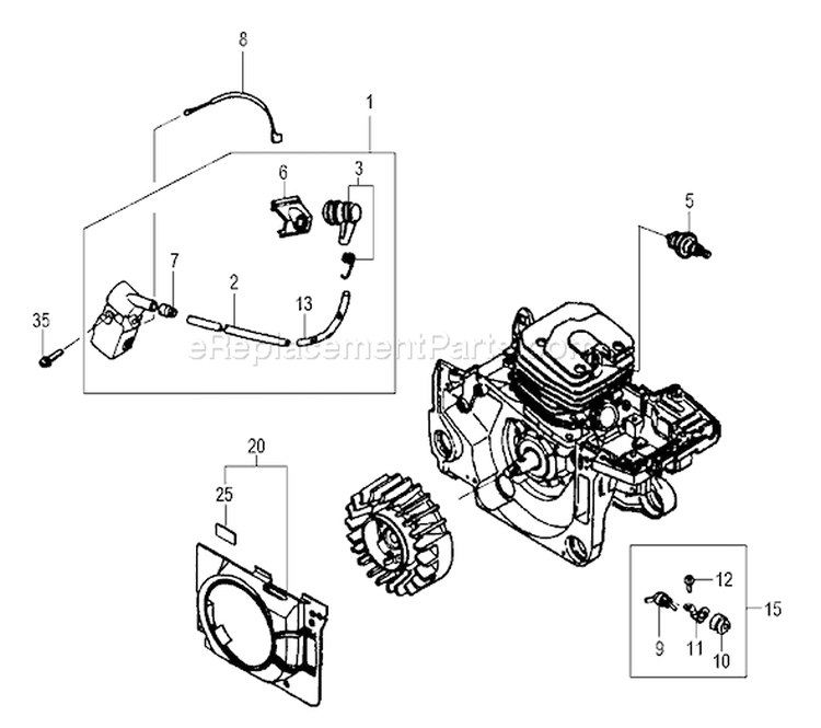 Page H Diagram and Parts List for ECV-5601  Tanaka Chainsaw