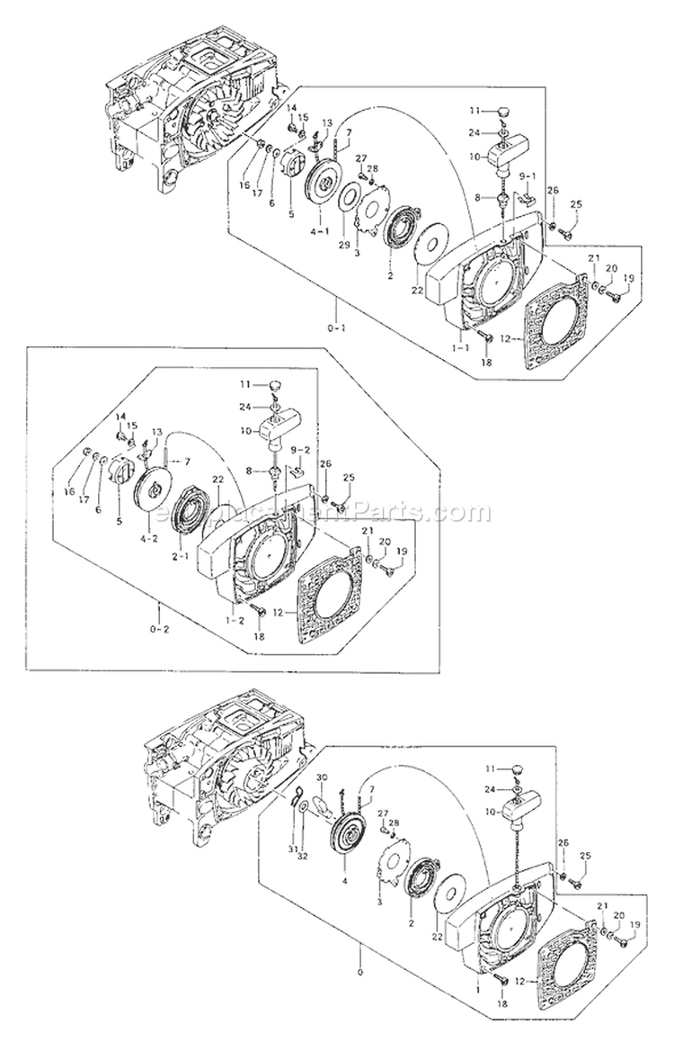 Page H Diagram and Parts List for EHC-120  Tanaka Concrete Saw