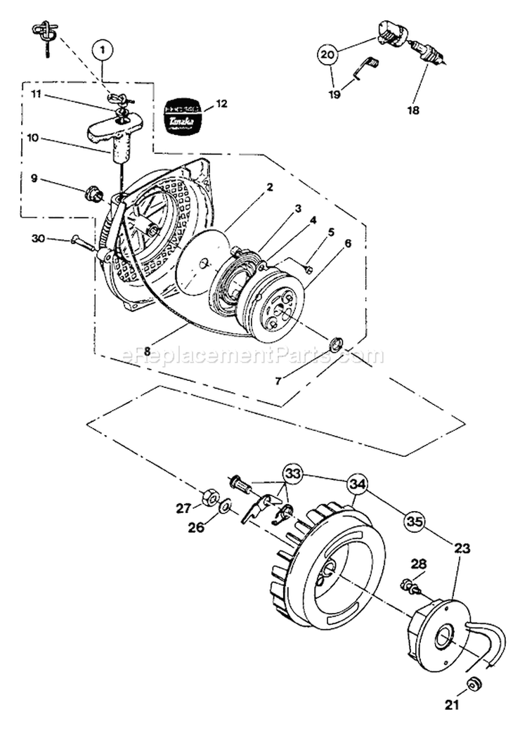 Page G Diagram and Parts List for EHC-140  Tanaka Concrete Saw