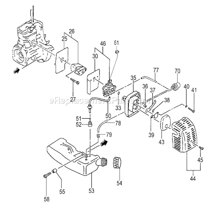 Page B Diagram and Parts List for HTD-2520PF  Tanaka Hedge Trimmer