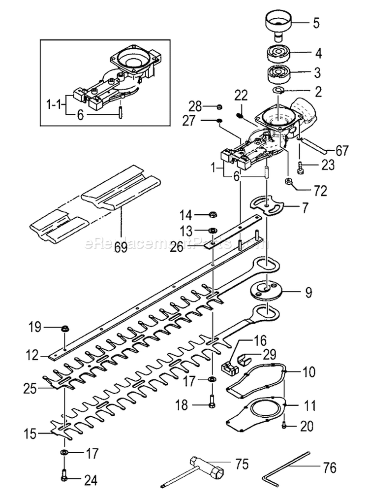 Page G Diagram and Parts List for HTD-2520PF  Tanaka Hedge Trimmer
