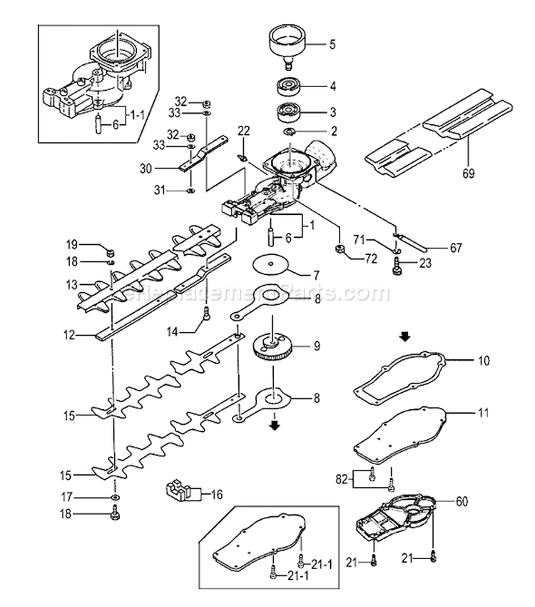Page C Diagram and Parts List for HTD-2522PF C230890 Tanaka Hedge Trimmer