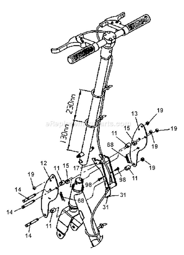 Page M Diagram and Parts List for MOBY X 24cc Tanaka Engine