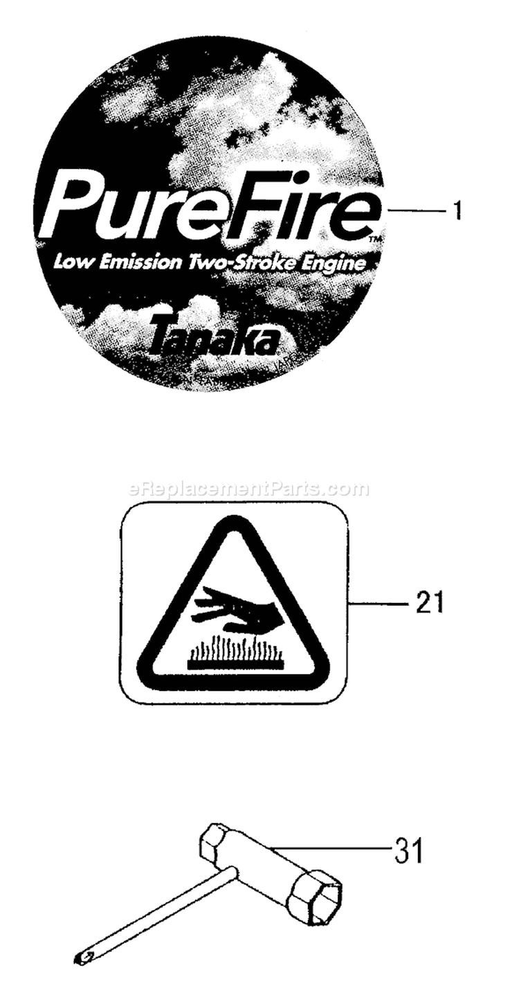 Page F Diagram and Parts List for MOBY X 26cc Tanaka 