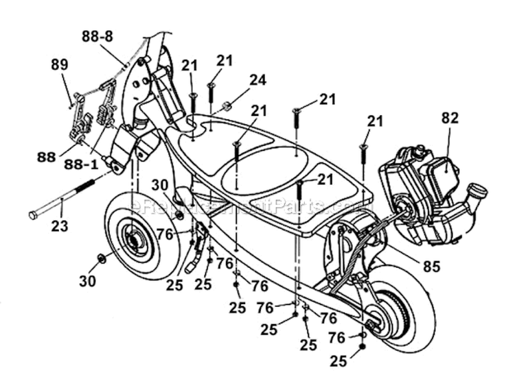 Front Wheel Mounting Hardware Diagram and Parts List for PB-SE801 Moby-X25 Tanaka Engine