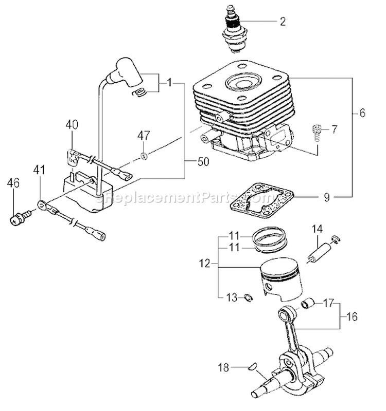 Page D Diagram and Parts List for PF-2500  Tanaka Engine