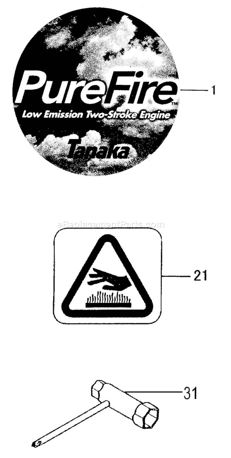 Page E Diagram and Parts List for PF-2600  Tanaka Engine