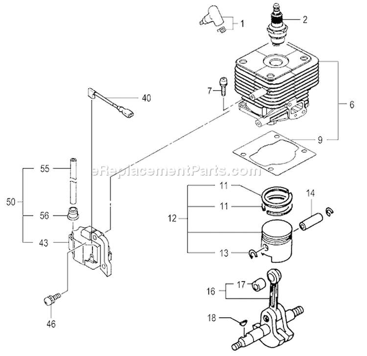 Page D Diagram and Parts List for PF-3300  Tanaka Engine