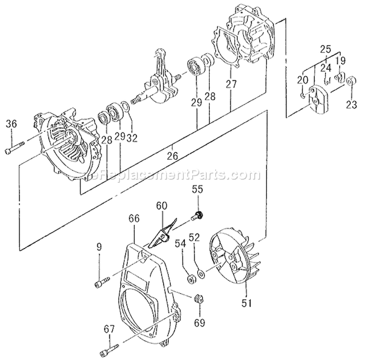 Page B Diagram and Parts List for PF-4210  Tanaka Engine