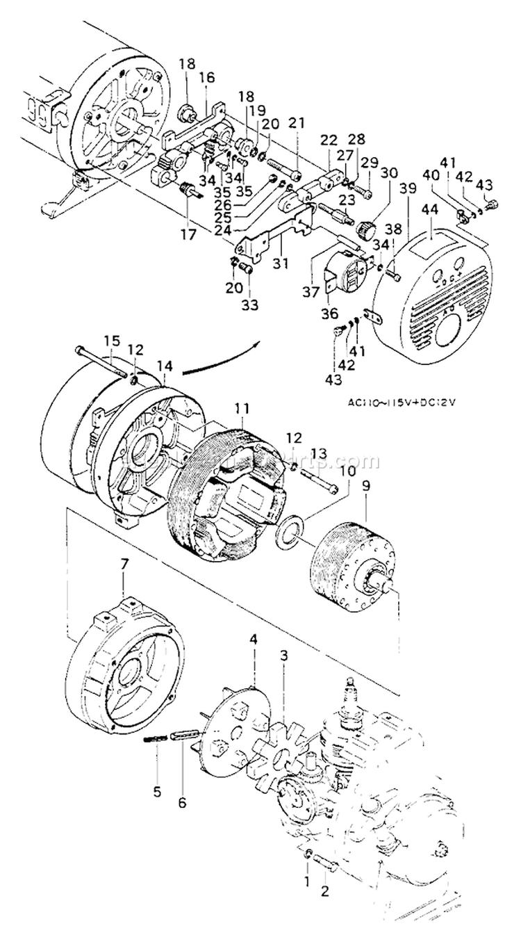 Page E Diagram and Parts List for QEG-250  Tanaka Generator