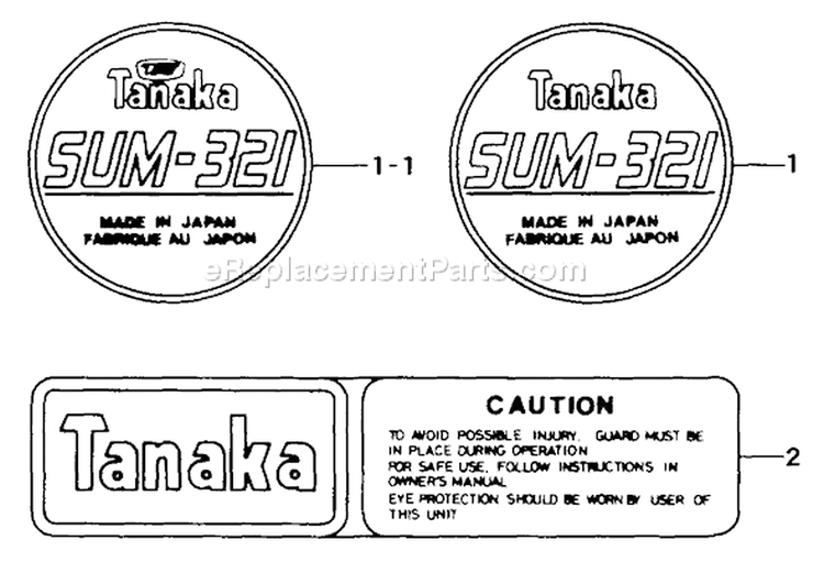 Page H Diagram and Parts List for SUM-321  Tanaka Trimmer
