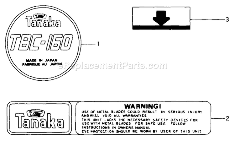 Page F Diagram and Parts List for TBC-160  Tanaka Trimmer