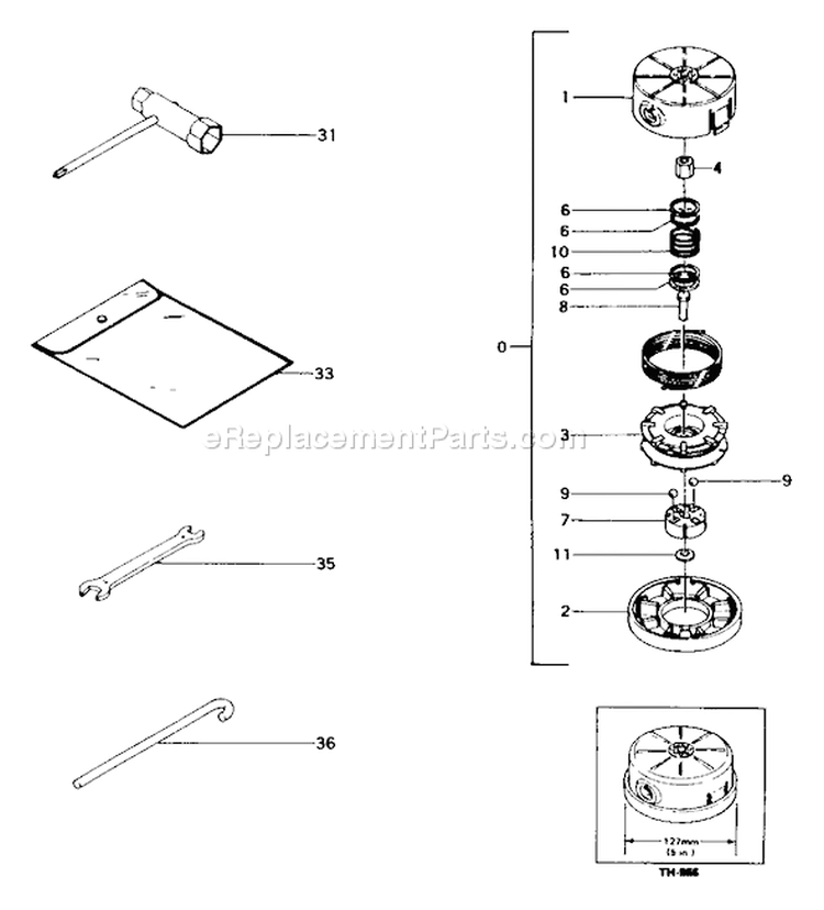 Page H Diagram and Parts List for TBC-160  Tanaka Trimmer