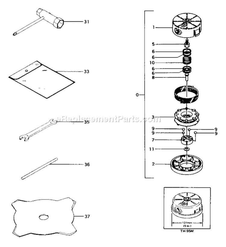 Page H Diagram and Parts List for TBC-215  Tanaka Trimmer