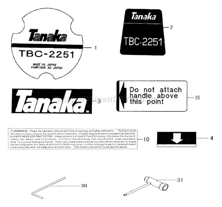 Page H Diagram and Parts List for TBC-2251  Tanaka Trimmer