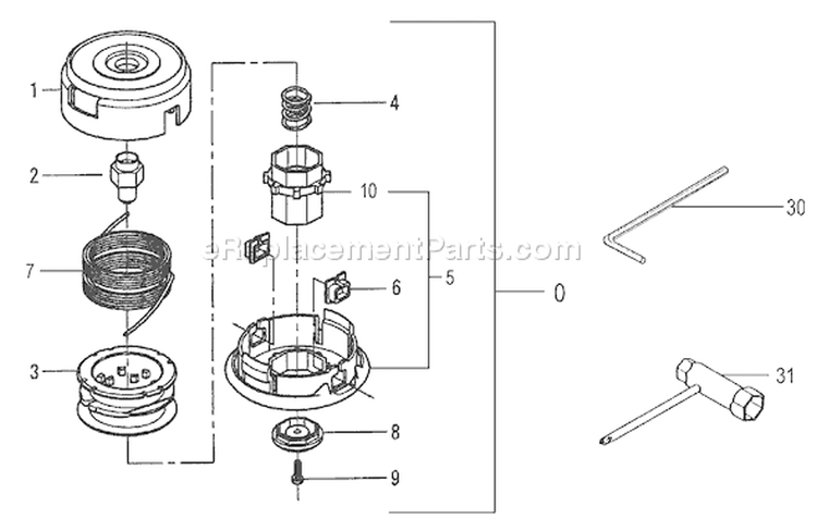 Page D Diagram and Parts List for TBC-225C  Tanaka Trimmer