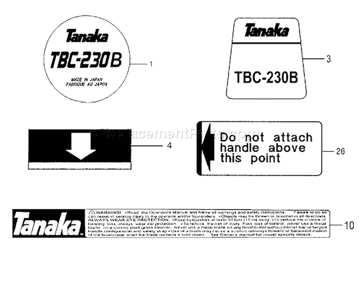 Page H Diagram and Parts List for TBC-230B  Tanaka Trimmer