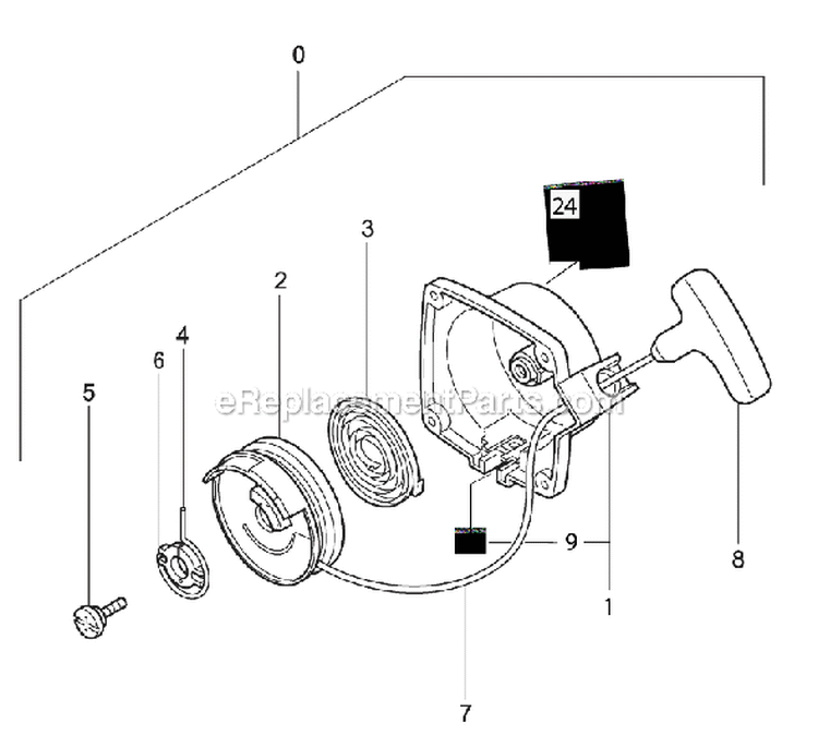 Recoil Starter Diagram and Parts List for TBC-230SF  Tanaka Trimmer