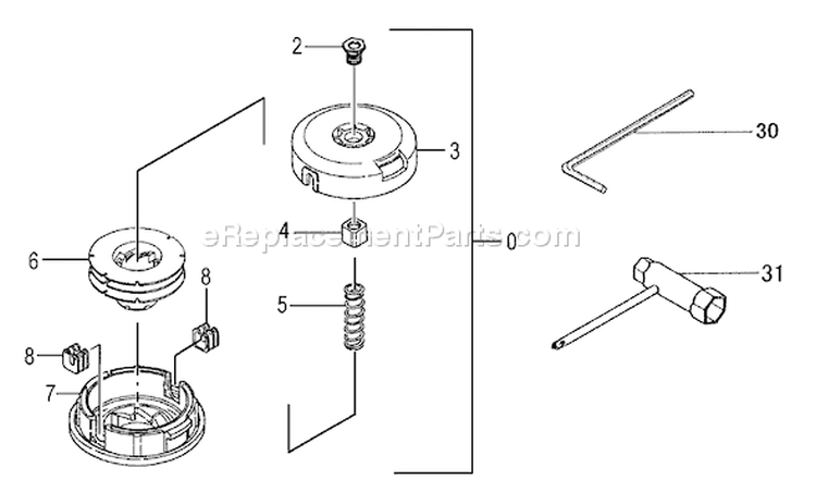 Page F Diagram and Parts List for TBC-230  Tanaka Trimmer