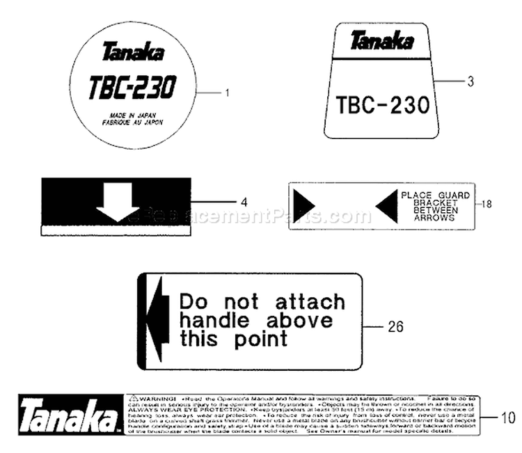 Page H Diagram and Parts List for TBC-230  Tanaka Trimmer