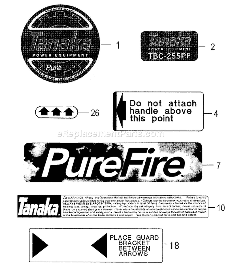 Page F Diagram and Parts List for TBC-255PF  Tanaka Trimmer