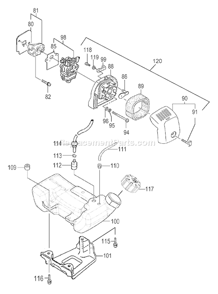 Page H Diagram and Parts List for TBC-260PFL  Tanaka Trimmer