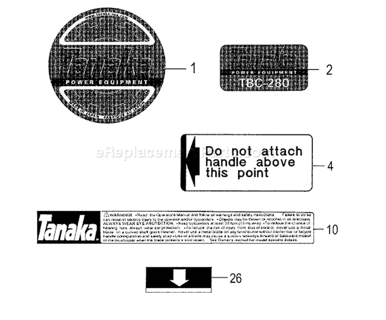 Page E Diagram and Parts List for TBC-280  Tanaka Trimmer