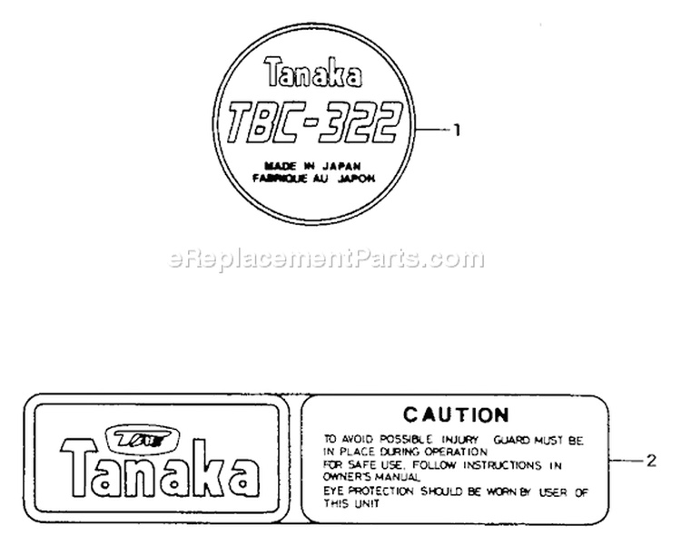 Page H Diagram and Parts List for TBC-322  Tanaka Trimmer