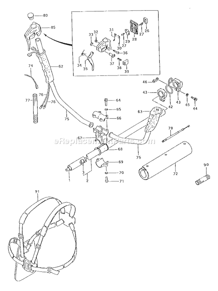 Page H Diagram and Parts List for TBC-355  Tanaka Trimmer