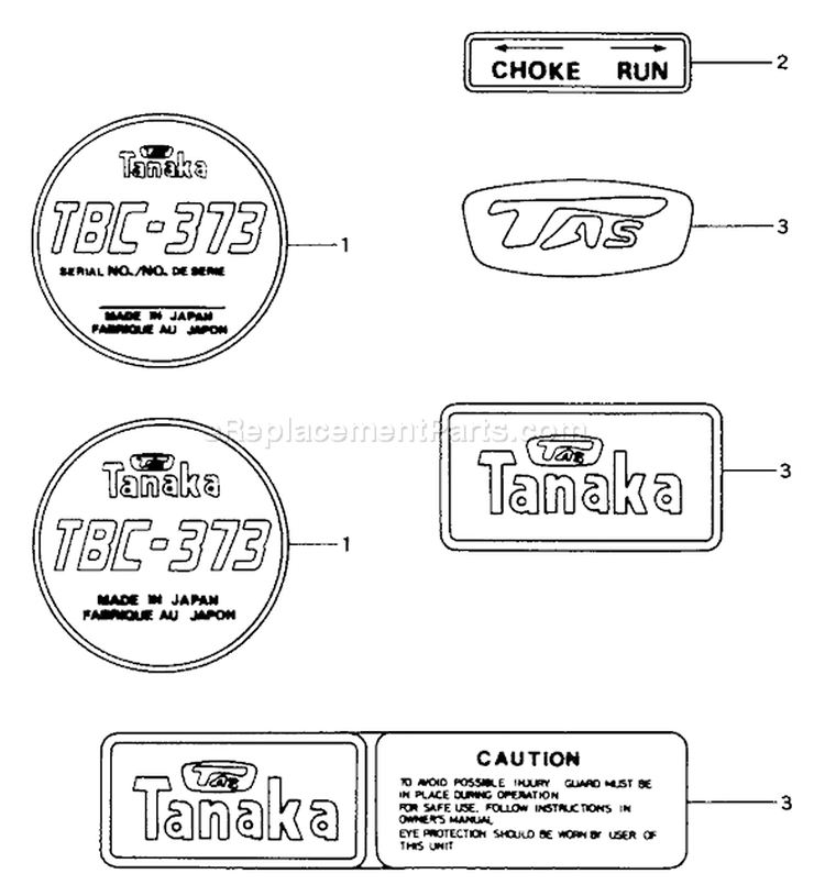 Page I Diagram and Parts List for TBC-373  Tanaka Trimmer