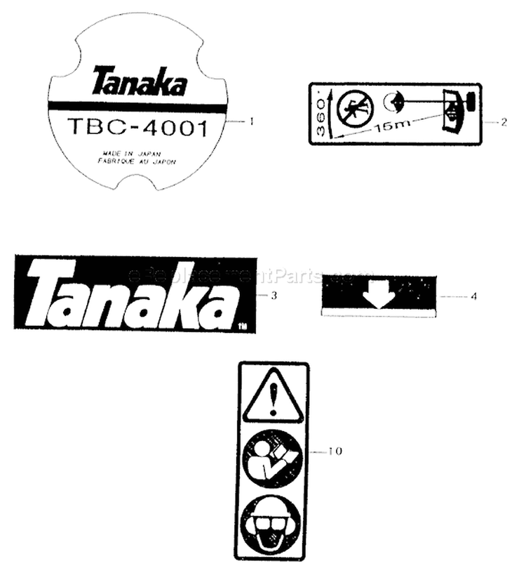 Page D Diagram and Parts List for TBC-4001  Tanaka Trimmer