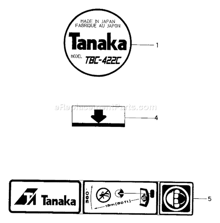 Page G Diagram and Parts List for TBC-422C  Tanaka Trimmer
