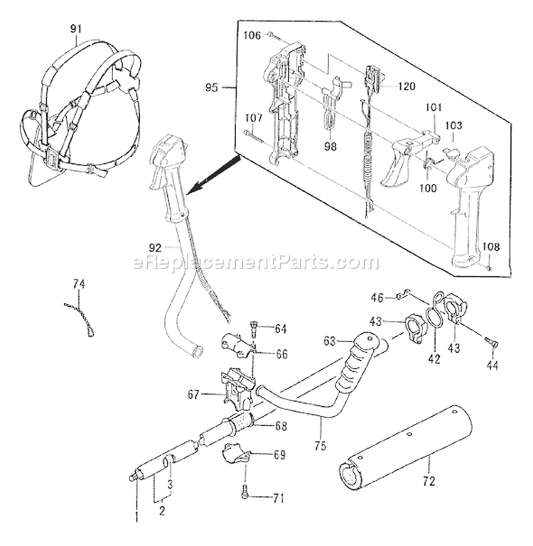 Page K Diagram and Parts List for TBC-430PF  Tanaka Trimmer